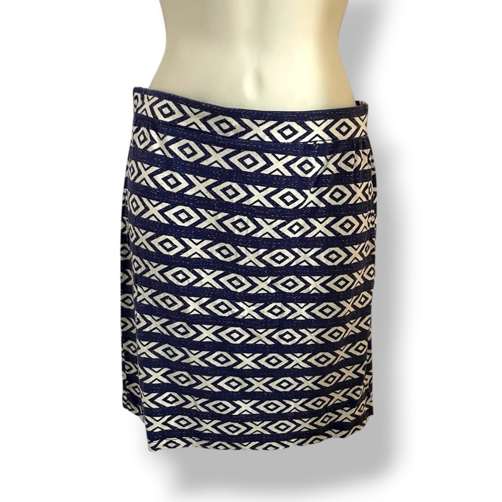 Billabong Navy and Cream Geometric Tribal Mini Skirt Medium